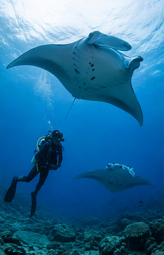 Diver with Manta