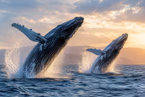 Whales Breaching